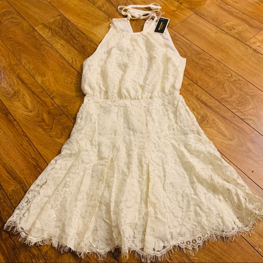 NWT JUICY COUTURE WHITE LACE HALTER DRESS SZ 4